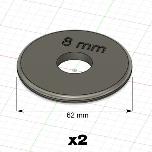 Modélisation de la cale d'épaisseur 8mm dans un logiciel 3D, ajout de la mention "fois 2"